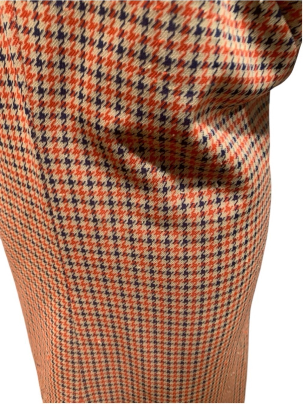 Vntg 60’s Women's handmade Orange and Blue houndstooth Vneck Volup Dress - Picture 3 of 6